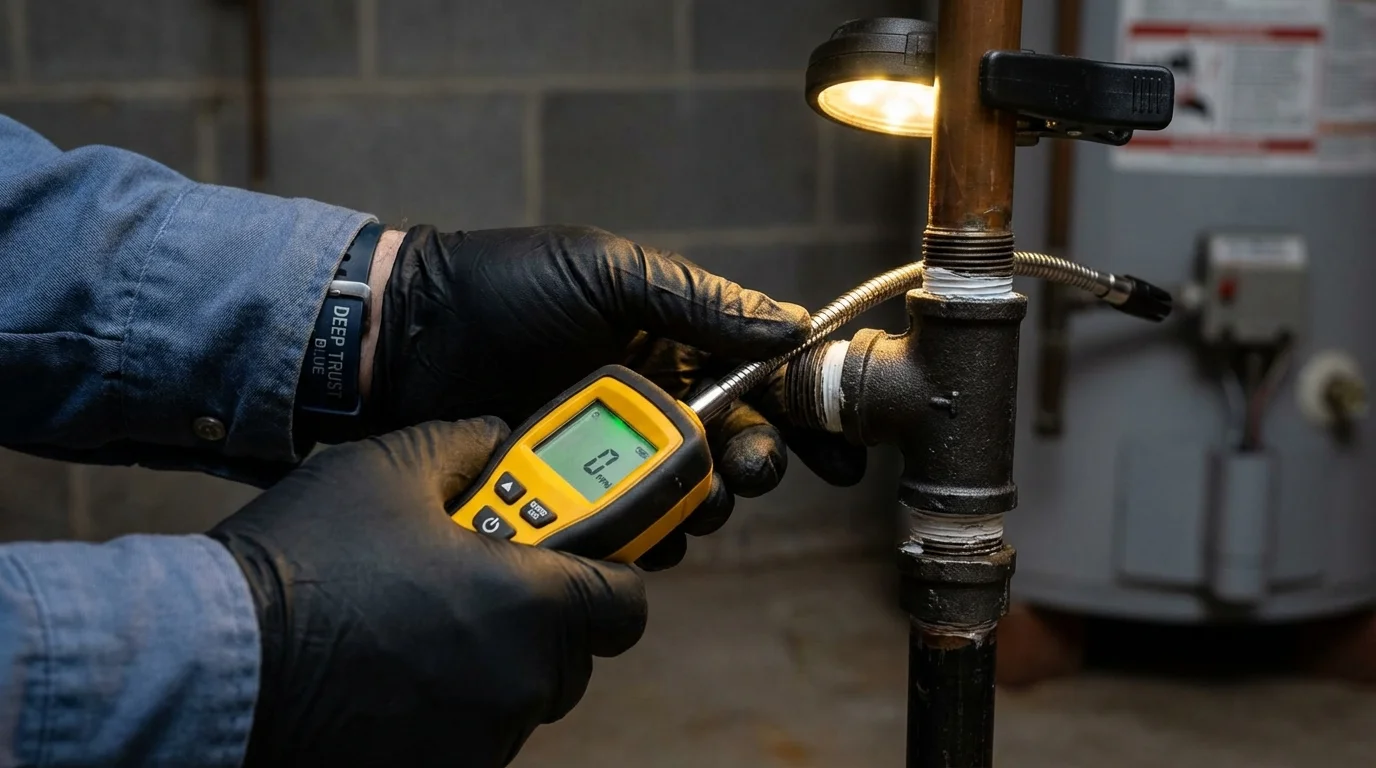 Gas leak detection with electronic sniffer by Johns Plumbing LLC in Denham Springs